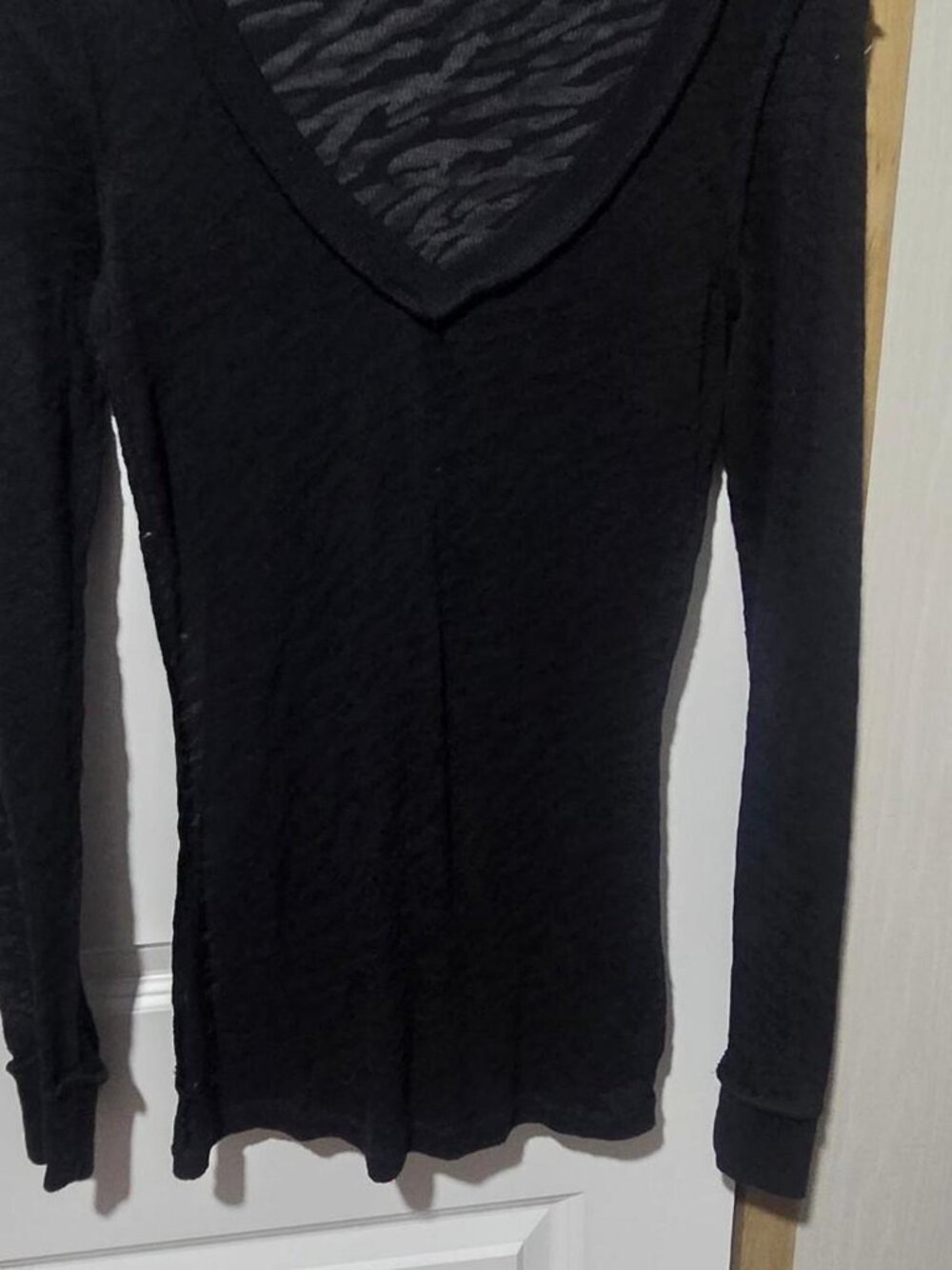 Black long sleeve top with zebra print detail #goth #alternative